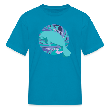 Mystery Swirls Manatee T-Shirt | Youth - turquoise