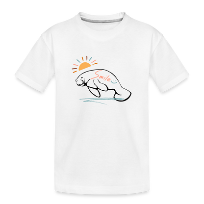Smile Manatee Premium Organic T-Shirt | Youth - white