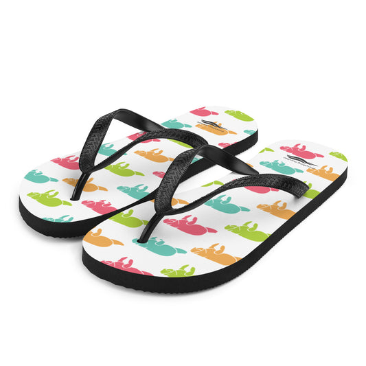 Multi-Colored Manatee Flip-Flops