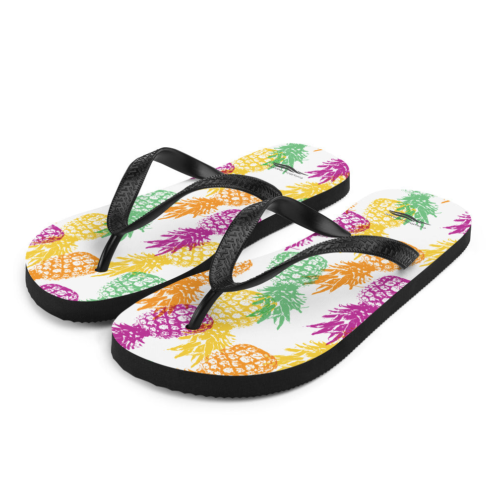 Multi-Colored Pineapple Flip-Flops