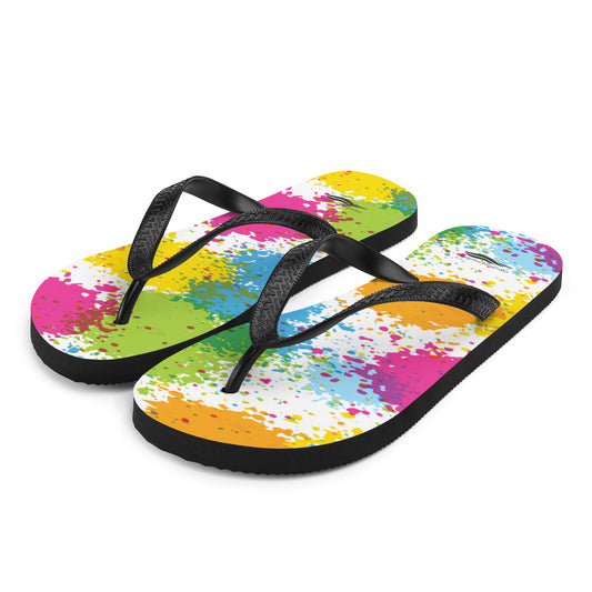 Rainbow Splatter Flip-Flops