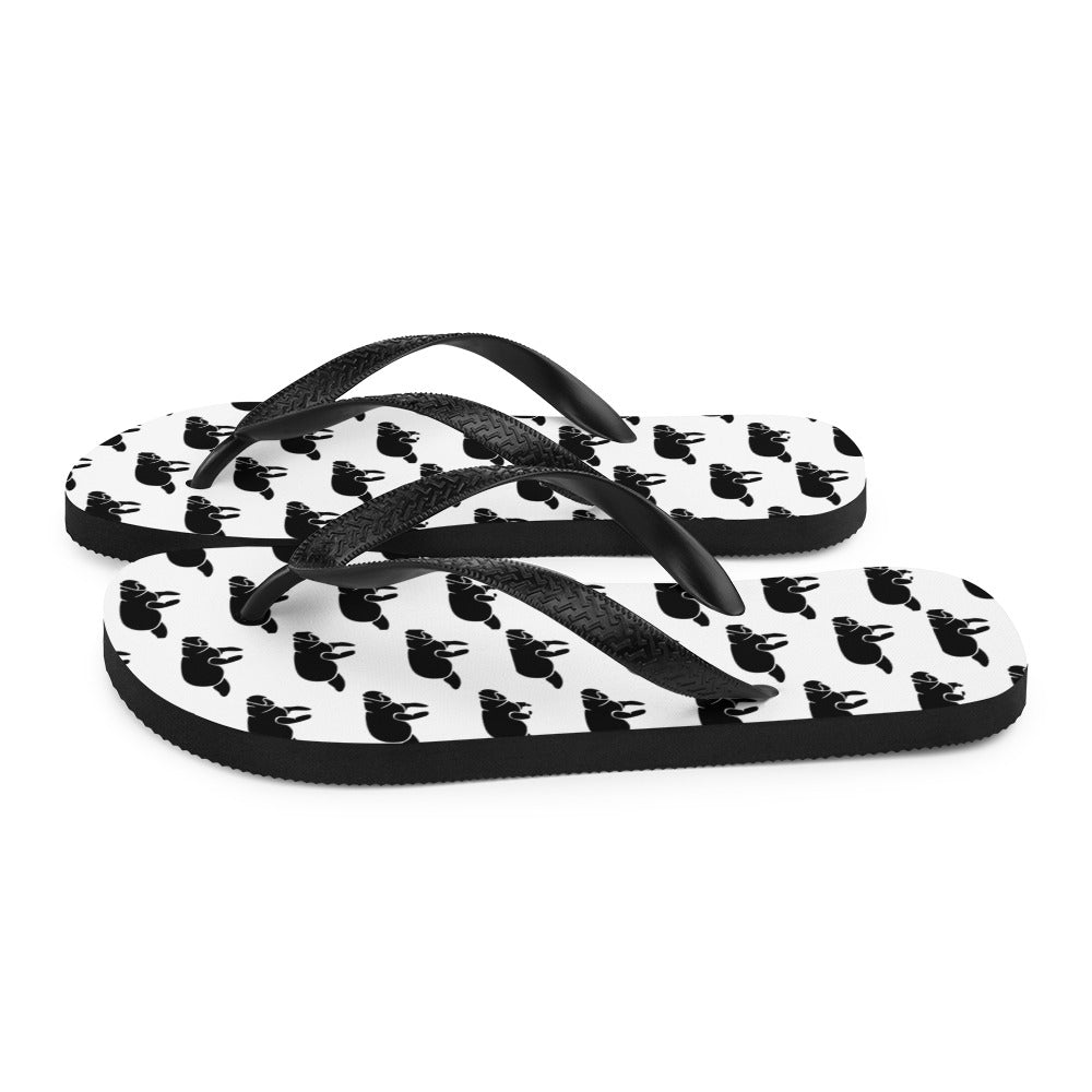 Black and White Manatee Flip-Flops