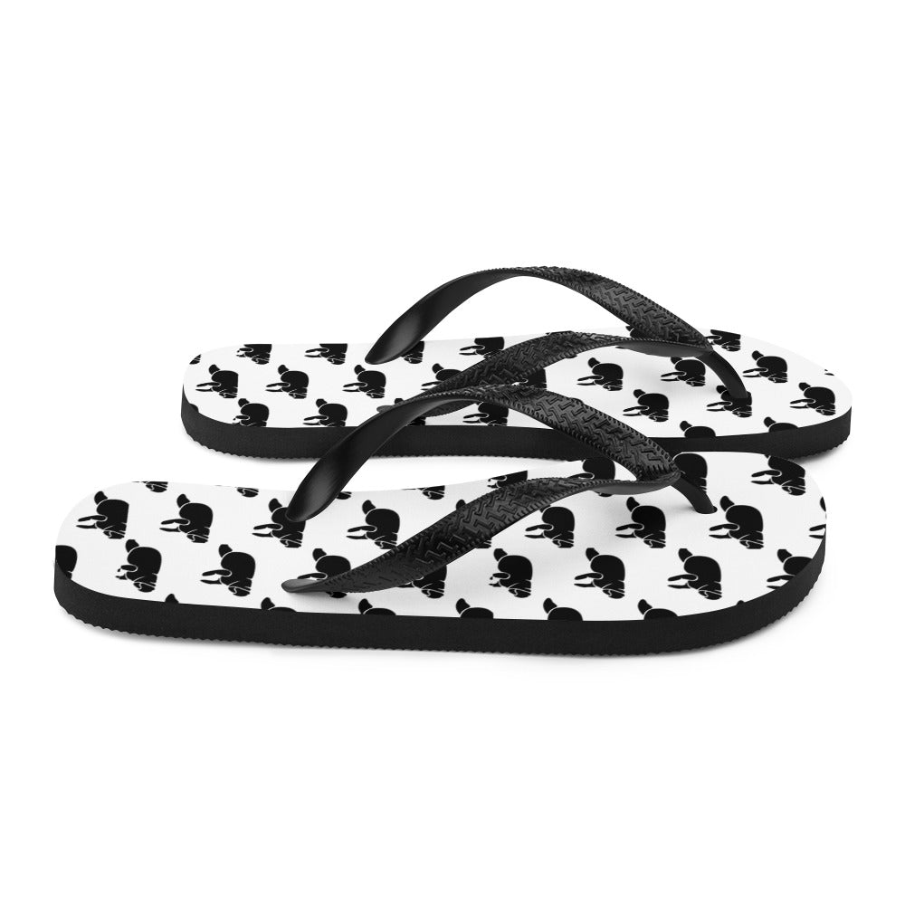 Black and White Manatee Flip-Flops