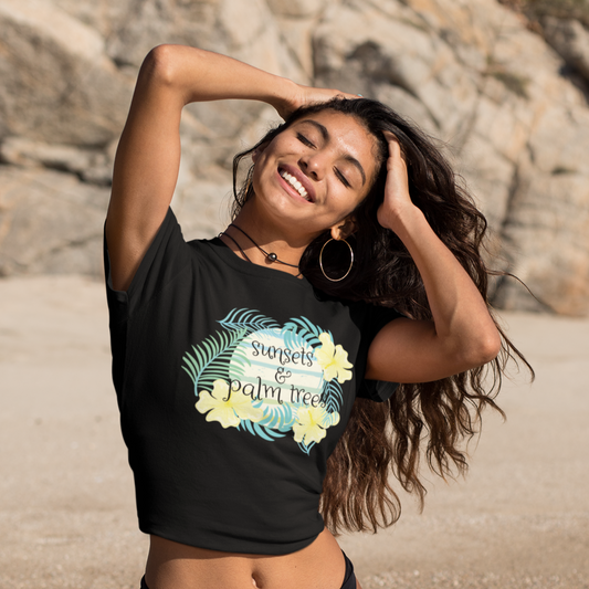 Sunsets and Palm Trees Crop Tee | Womens