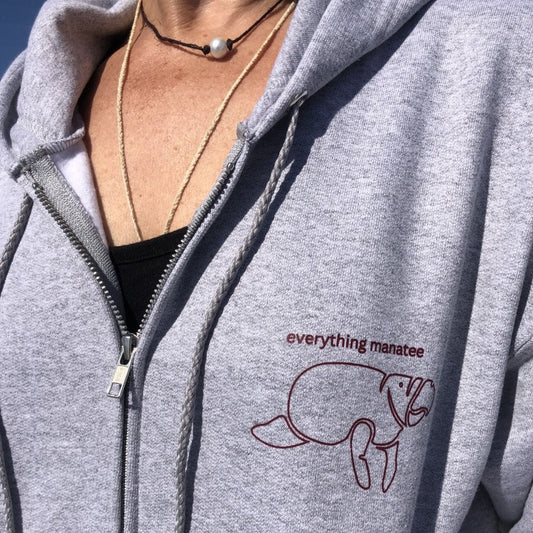 Classic Manatee Grey  Zip Hoodie | Womens