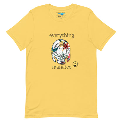 Tropical Floral Yellow Manatee T-Shirt | Womens